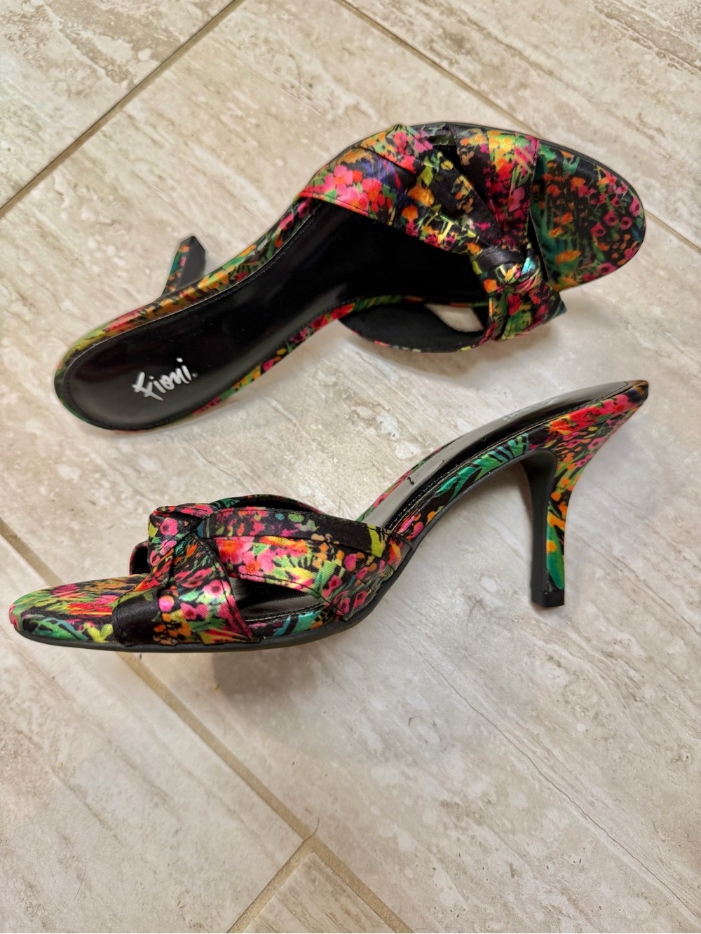 Fioni Floral Knot Mule Heels Multicolor